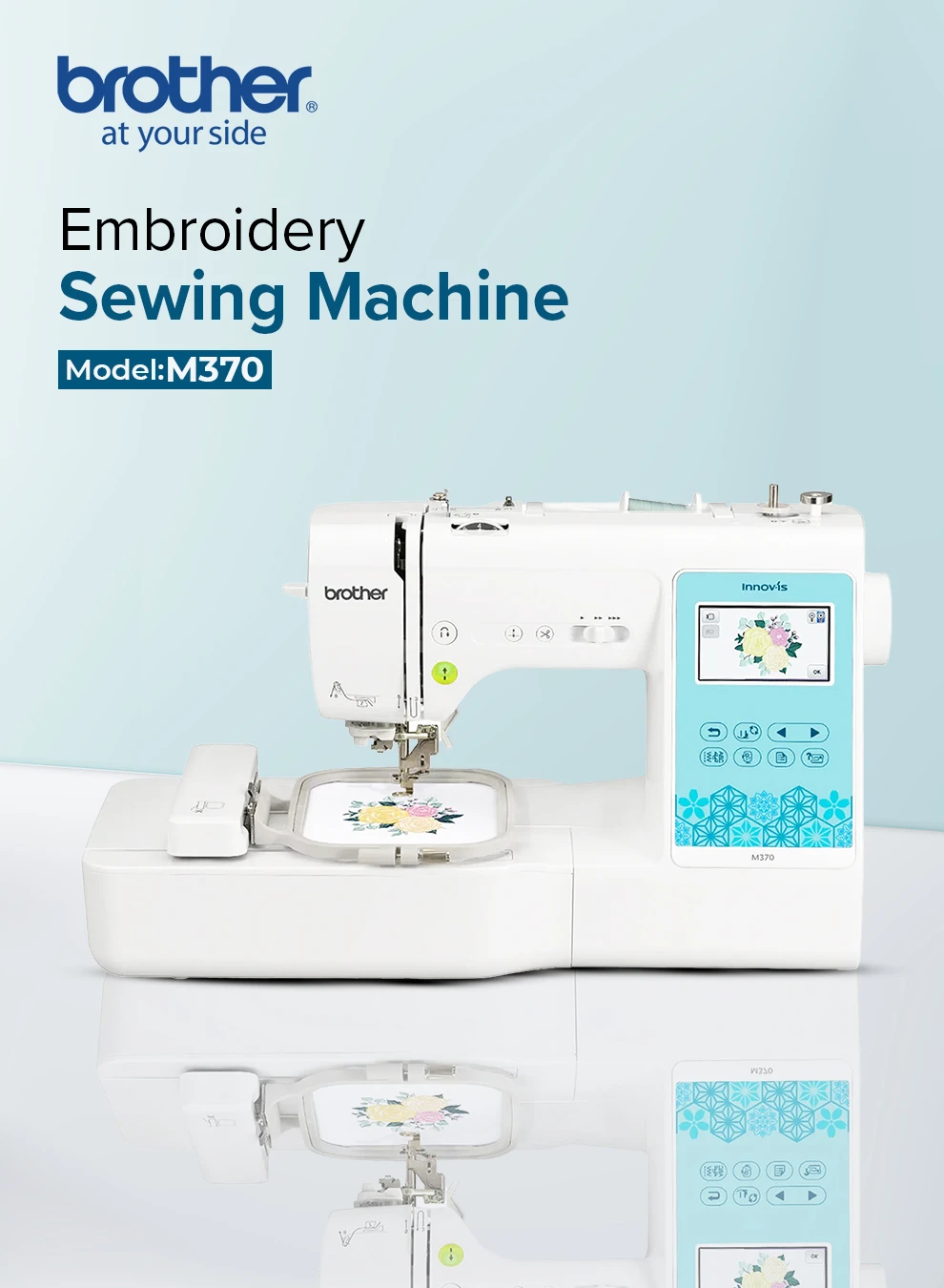 Innov-is M370 Electric Sewing and Embroidery Machine |Featuring easy-to-use functions |built-in designs and wireless connectivity | on-screen editing capability | Advanced needle threading system | white color |Made in Vietnam M370 White