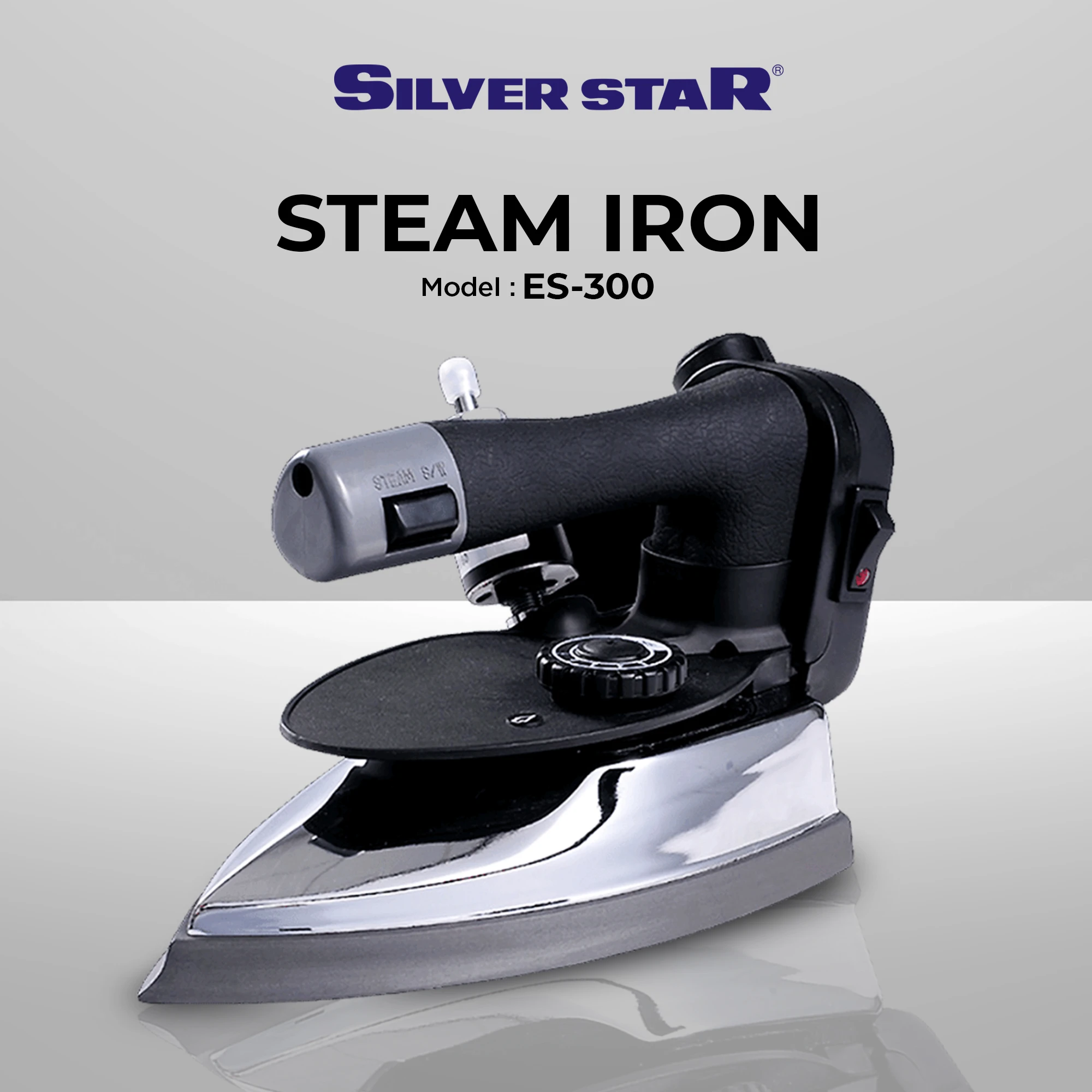 Silver Star ES-300 220 Volt Gravity-Fed Steam Iron - Hanging Bottle Gravity Feed Steam Iron with Non-Stick Laminate Sole Plate, Demineralizer Cartridge & Silicone Iron Rest | 4.0 Water Tank 1300 Watts