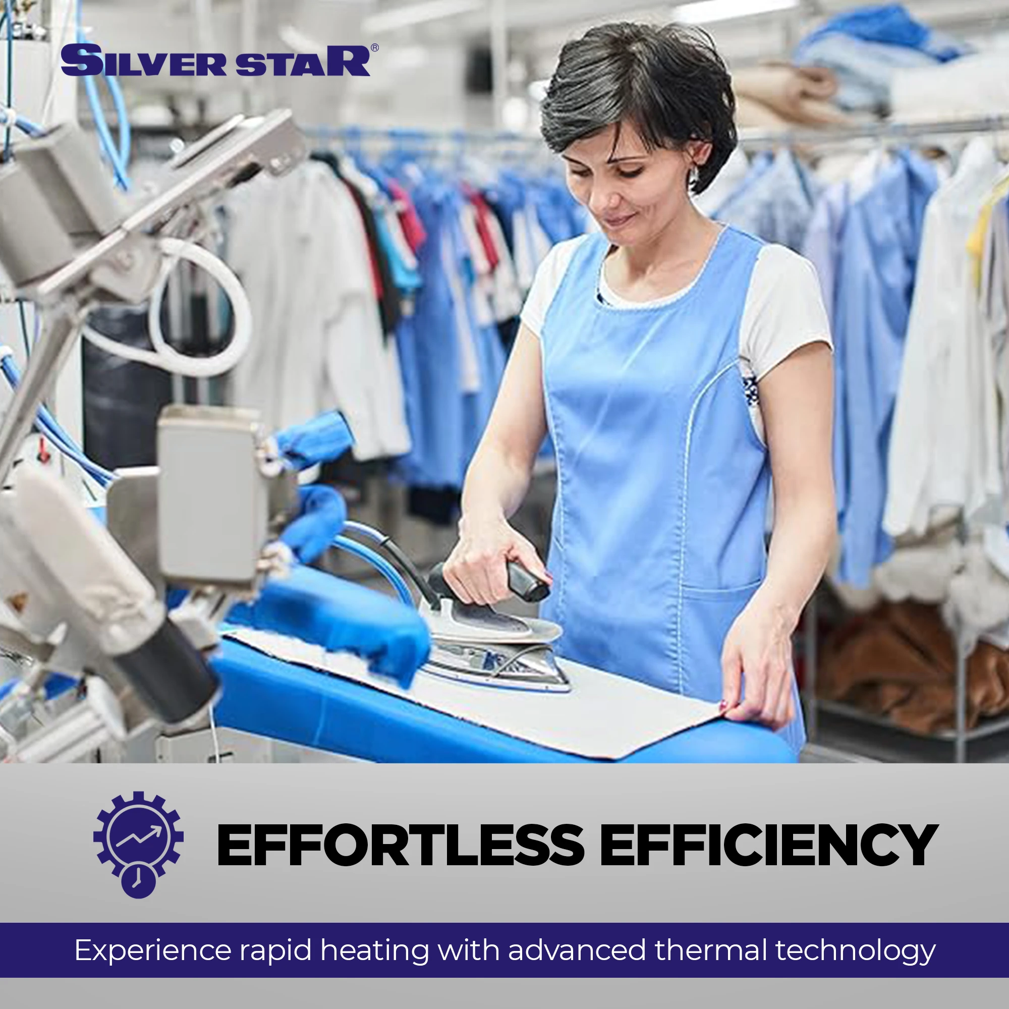 Silver Star ES-300 220 Volt Gravity-Fed Steam Iron - Hanging Bottle Gravity Feed Steam Iron with Non-Stick Laminate Sole Plate, Demineralizer Cartridge & Silicone Iron Rest | 4.0 Water Tank 1300 Watts