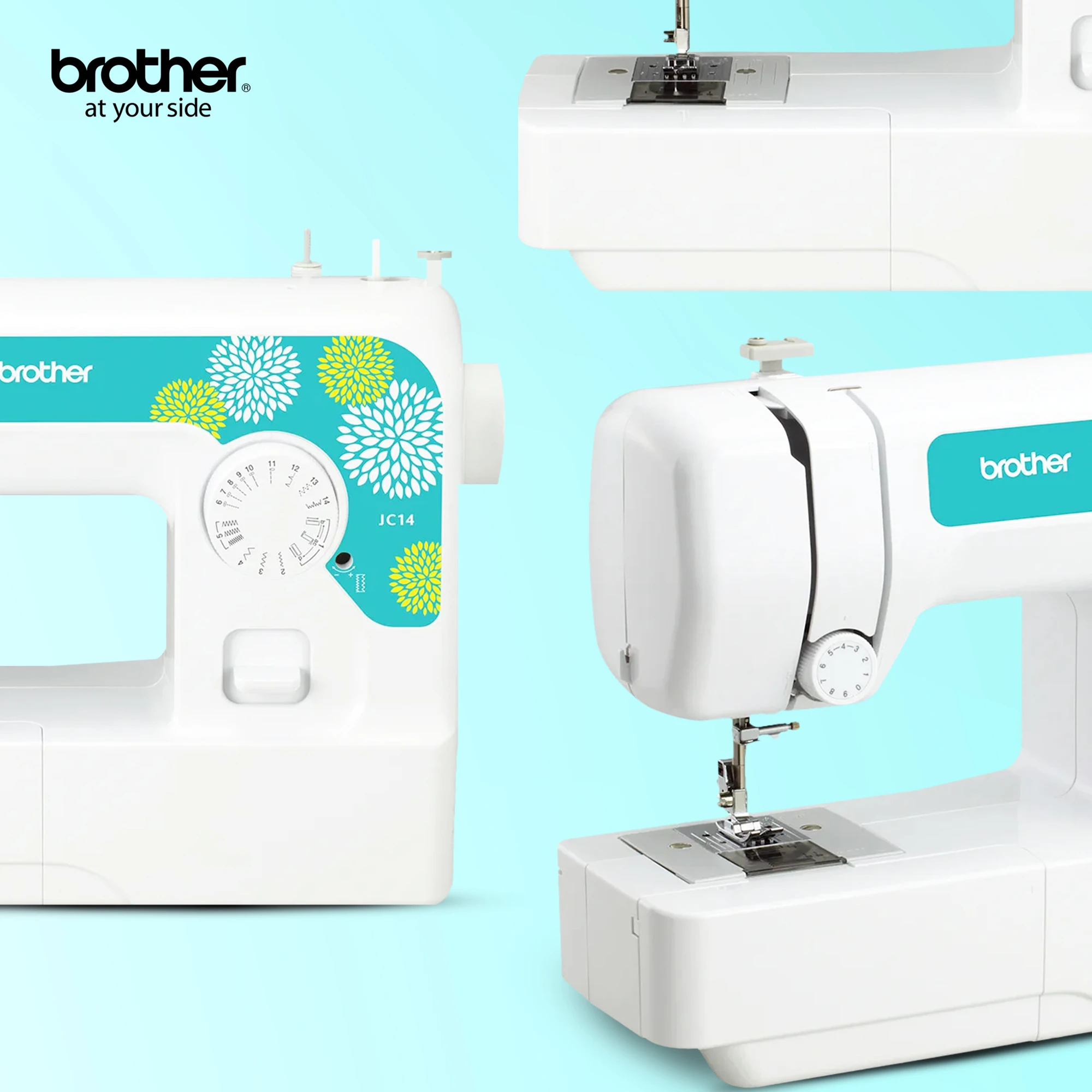 JC14 Compact Electric Sewing Machine | White/Pink color |Made in Vietnam JC14 White