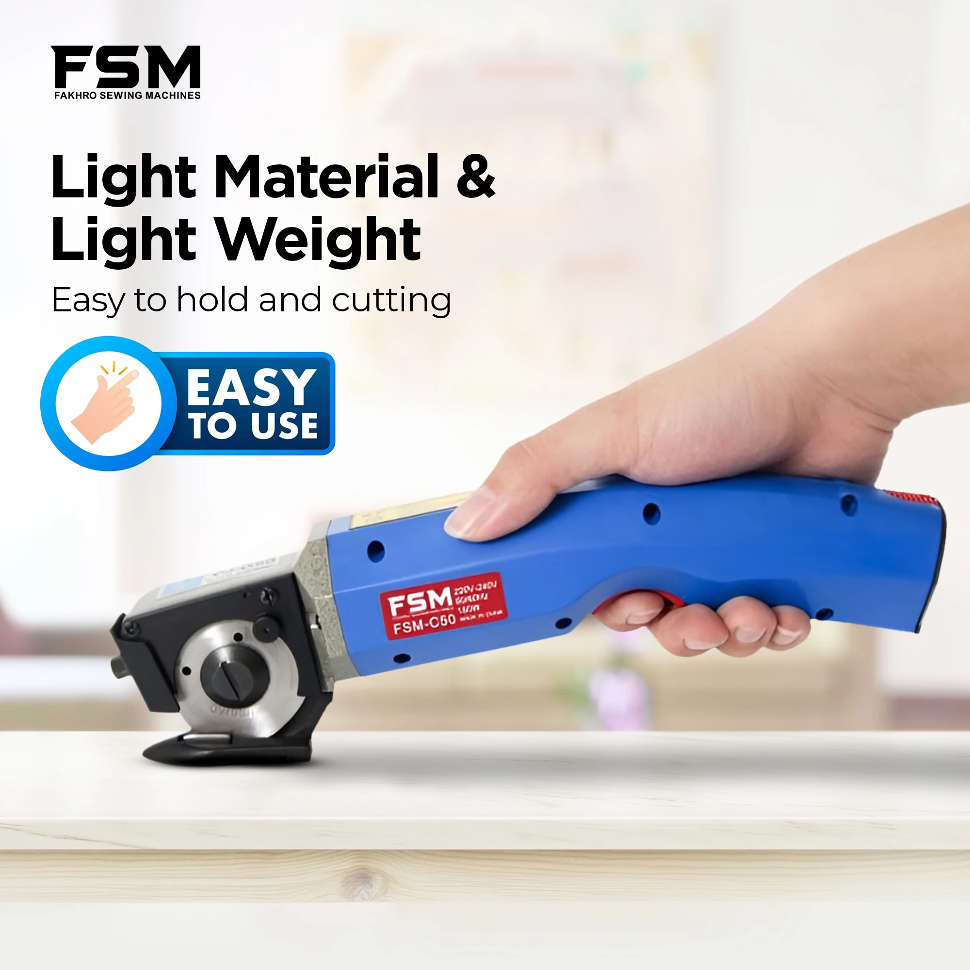 FSM - C50 Charging Fabric Cutting Machine Offers a trimming capacity  of up to 5mm and  Equipped with a 35W  | 3.6V  rechargeable battery | Perfect for fabric,
