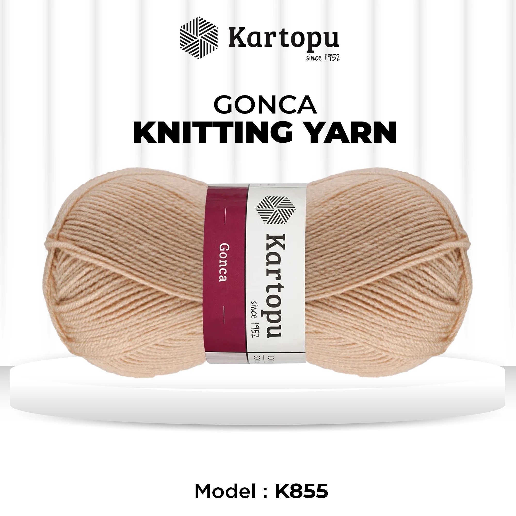 Kartopu K855 Gonca Knitting Yarn â€“ 100g, 300m â€“ Sand Beige