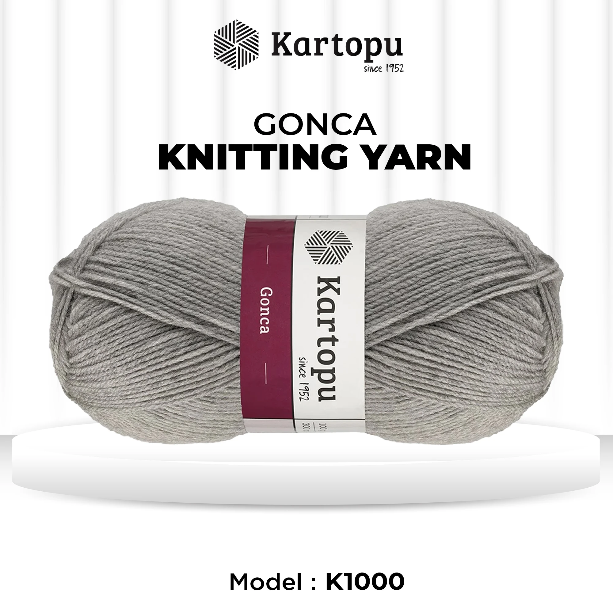 Kartopu K1000 Gonca Knitting Yarn â€“ 100 g, 300 Meter Length