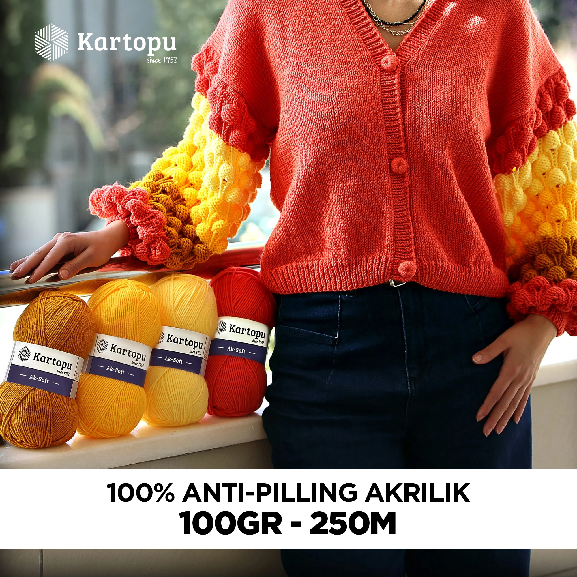 Kartopu K650 Ak-Soft Knitting Yarn â€“ 100g, 250m