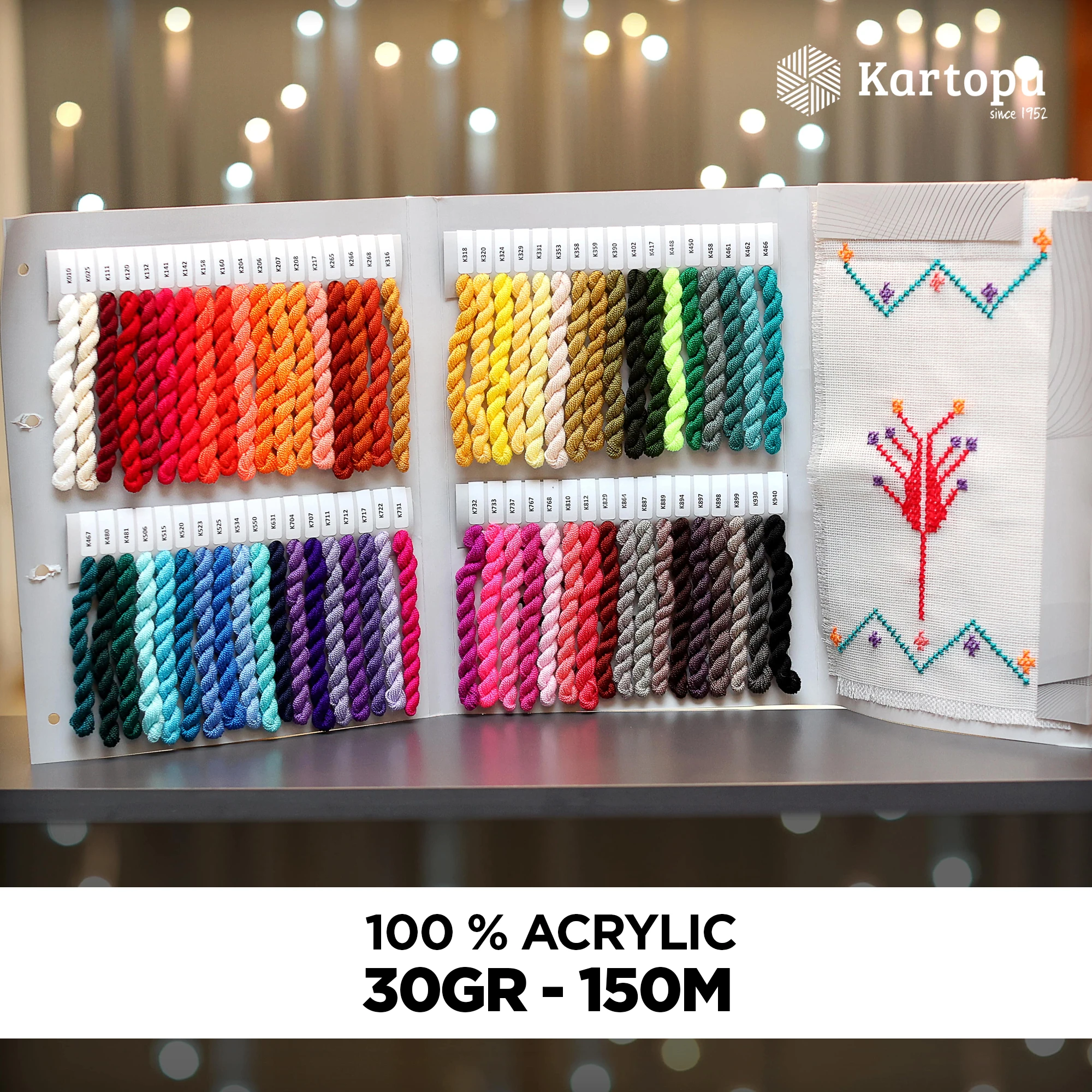 Kartopu K525 Etamin Knitting Yarn â€“ 30g, 150m | Fine Acrylic Yarn for Embroidery, Crochet & Needlework (Blue)