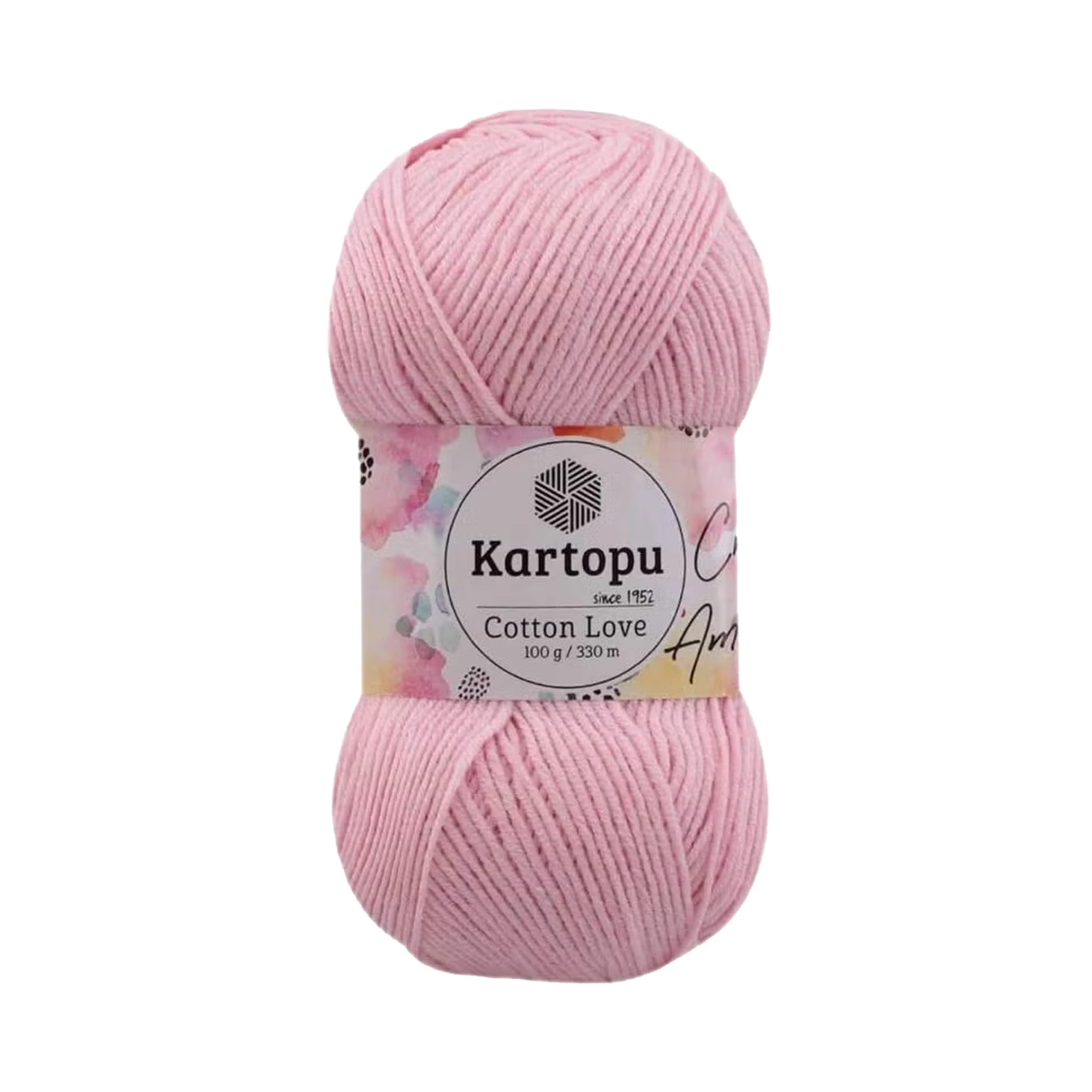 Kartopu K768 Cotton Love Knitting Yarn â€“ 100g, 330m | Soft Cotton-Acrylic Blend for Baby & Kidsâ€™ Projects (Light Pink)