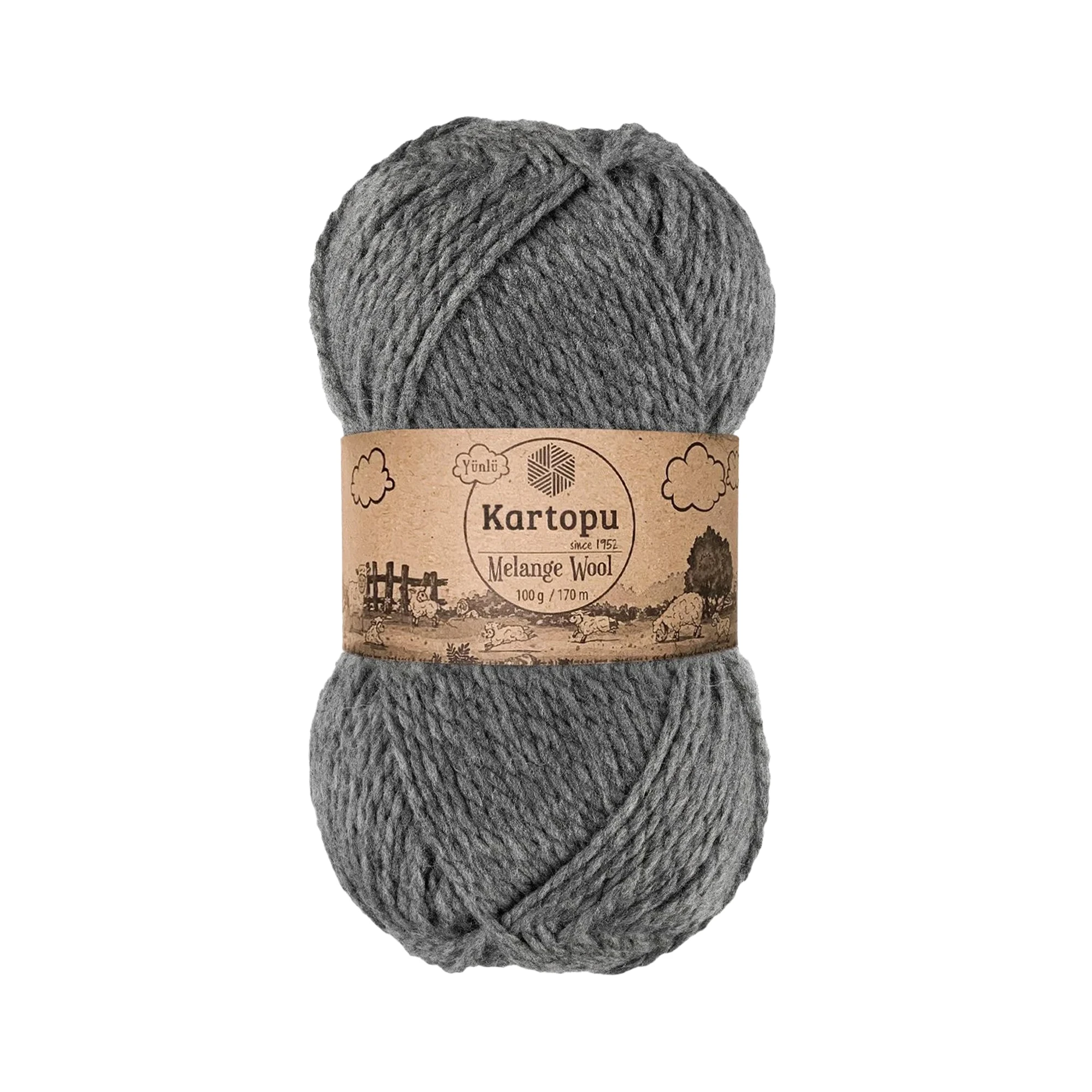 Kartopu K1002 Melange Wool Knitting Yarn â€“ 100g, 170m
