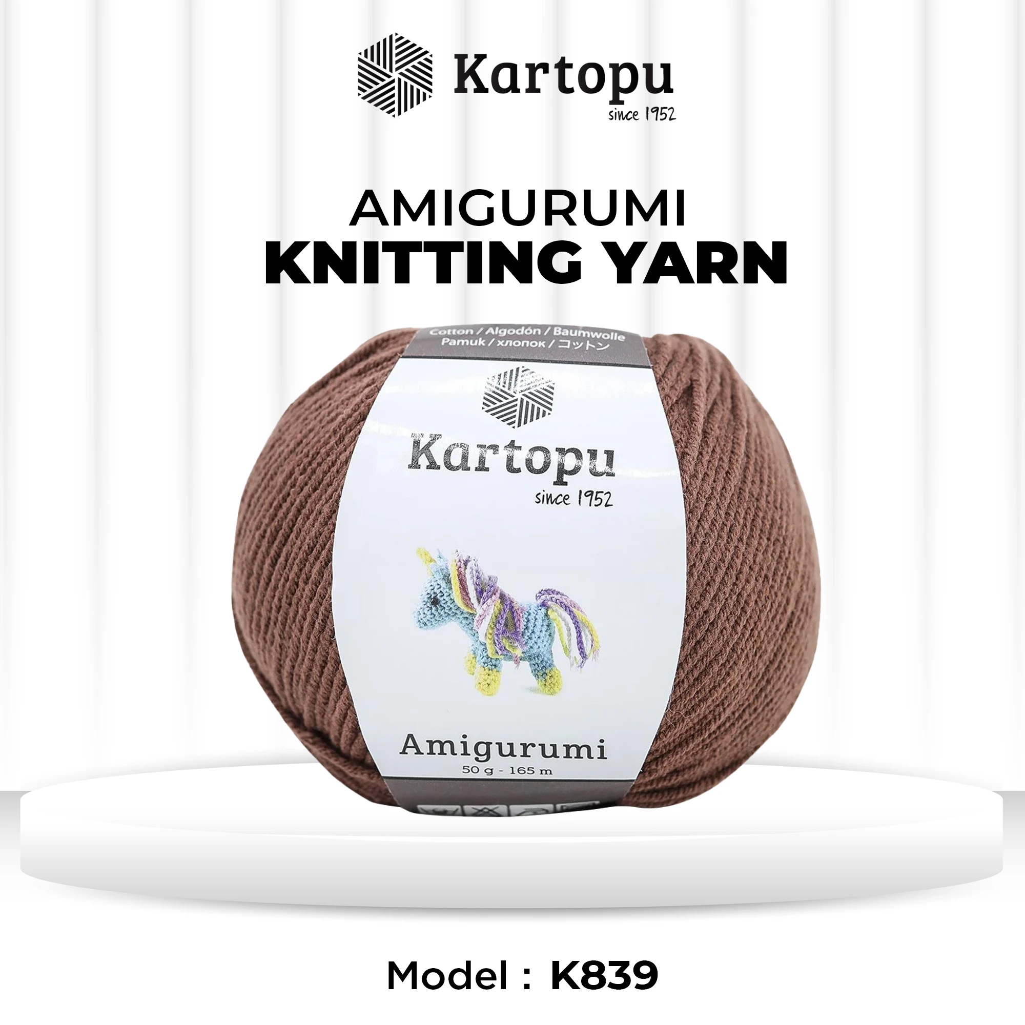 Kartopu K839 Amigurumi Knitting Yarn â€“ 50 g, 165 Meter Length