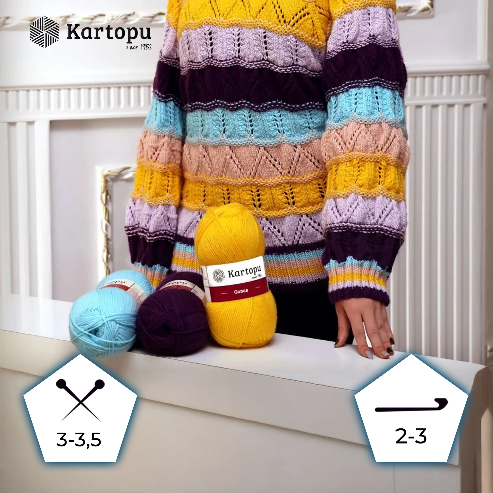 Kartopu K010 Kristal Knitting Yarn â€“ 100g, 475m | Versatile Acrylic Yarn for Crochet, Knitting & Embroidery (White)