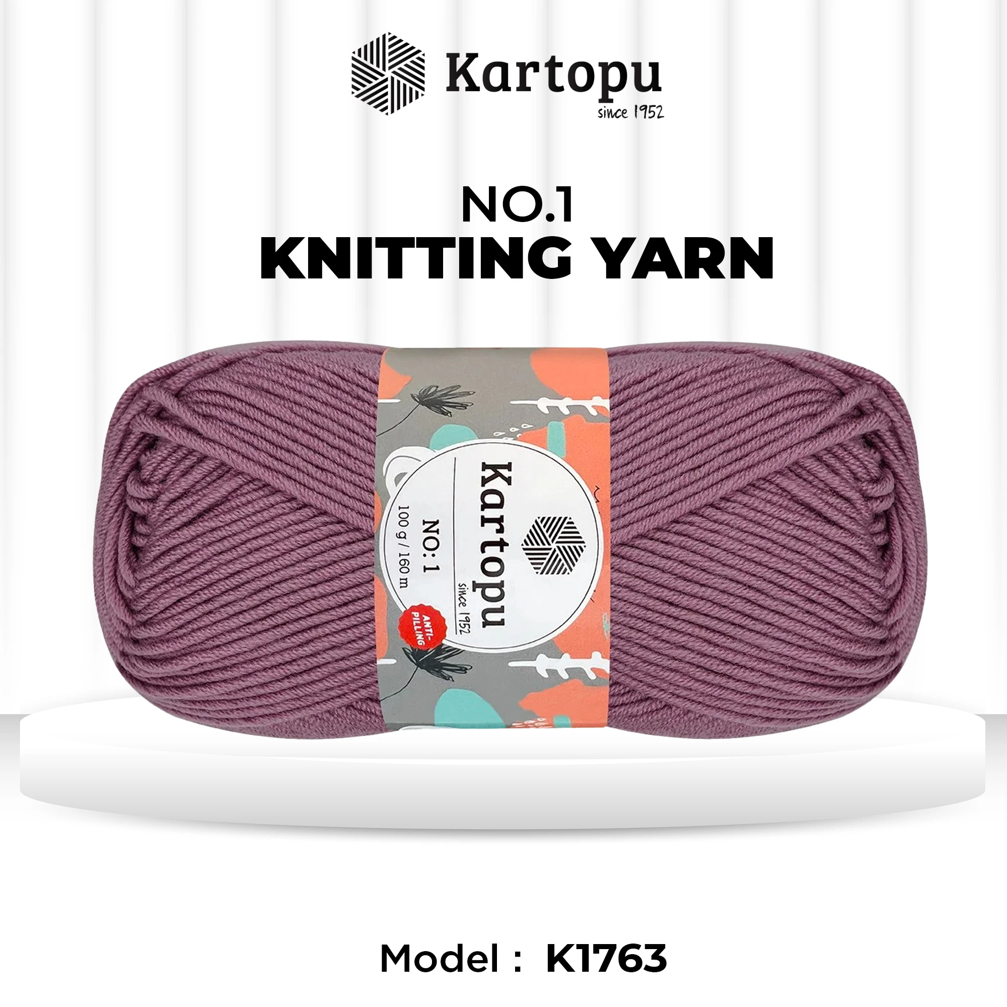 Kartopu K1763 No-1 Yarn â€“ 100g, 160m, Pink