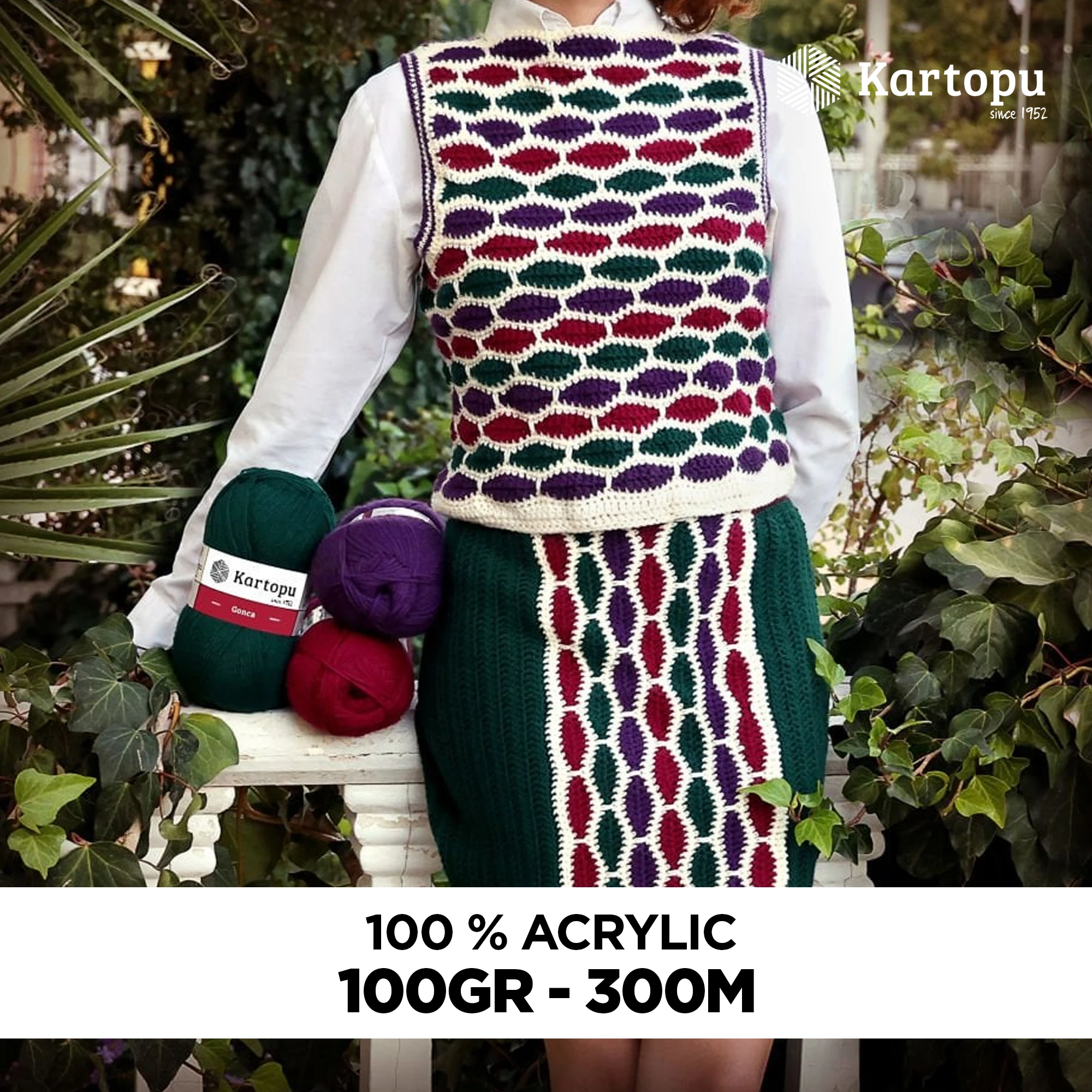 The Kartopu K1416 Gonca Knitting Yarn in Duck Green is crafted for versatility and ease of use.