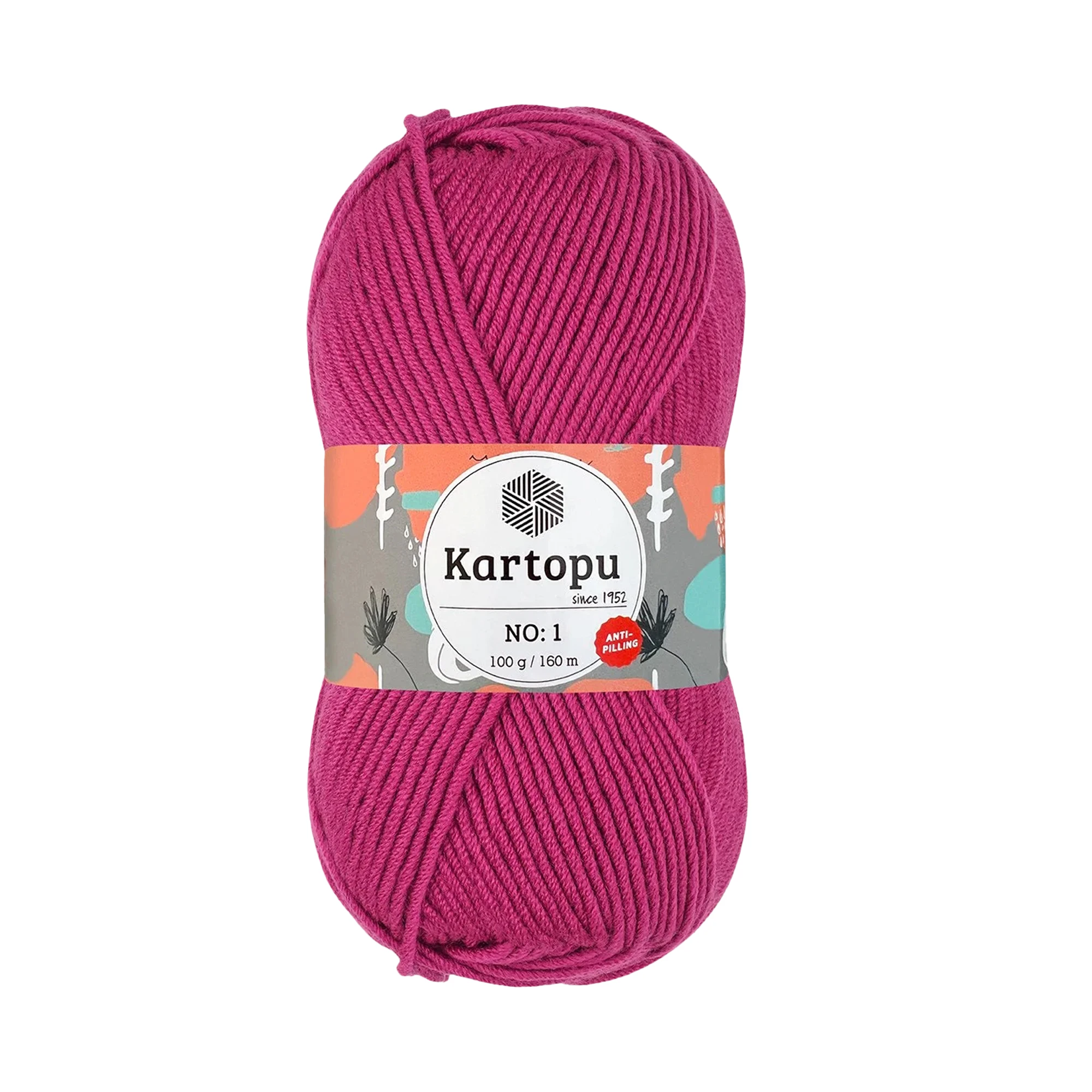 Kartopu K245 No-1 Yarn â€“ 100g, 160m | Anti-Pilling Acrylic Knitting & Crochet Yarn (Pink)
