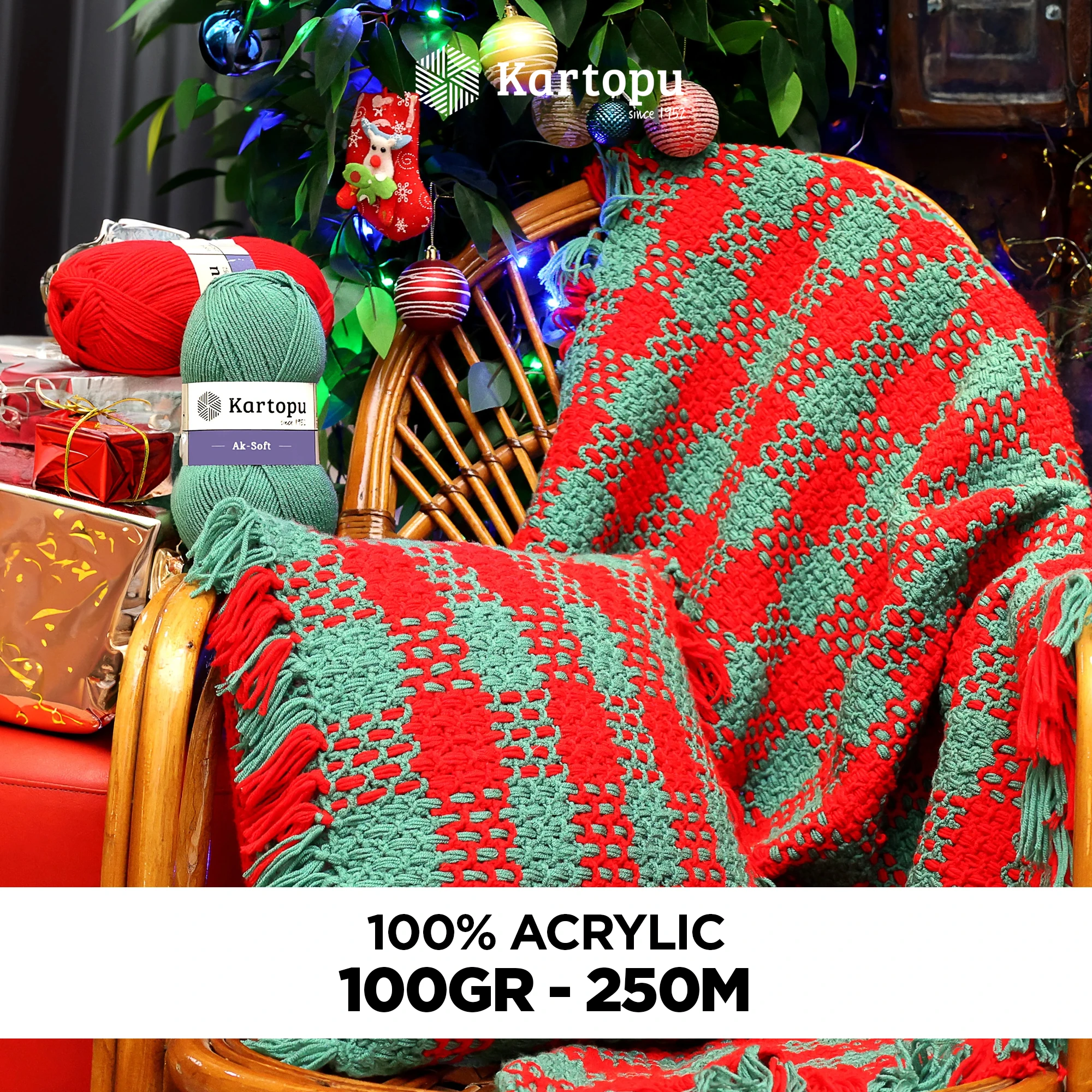 Kartopu K472 Ak-Soft Knitting Yarn â€“ 100g, 250m | Premium Acrylic Yarn for Knitting & Crochet (Green)