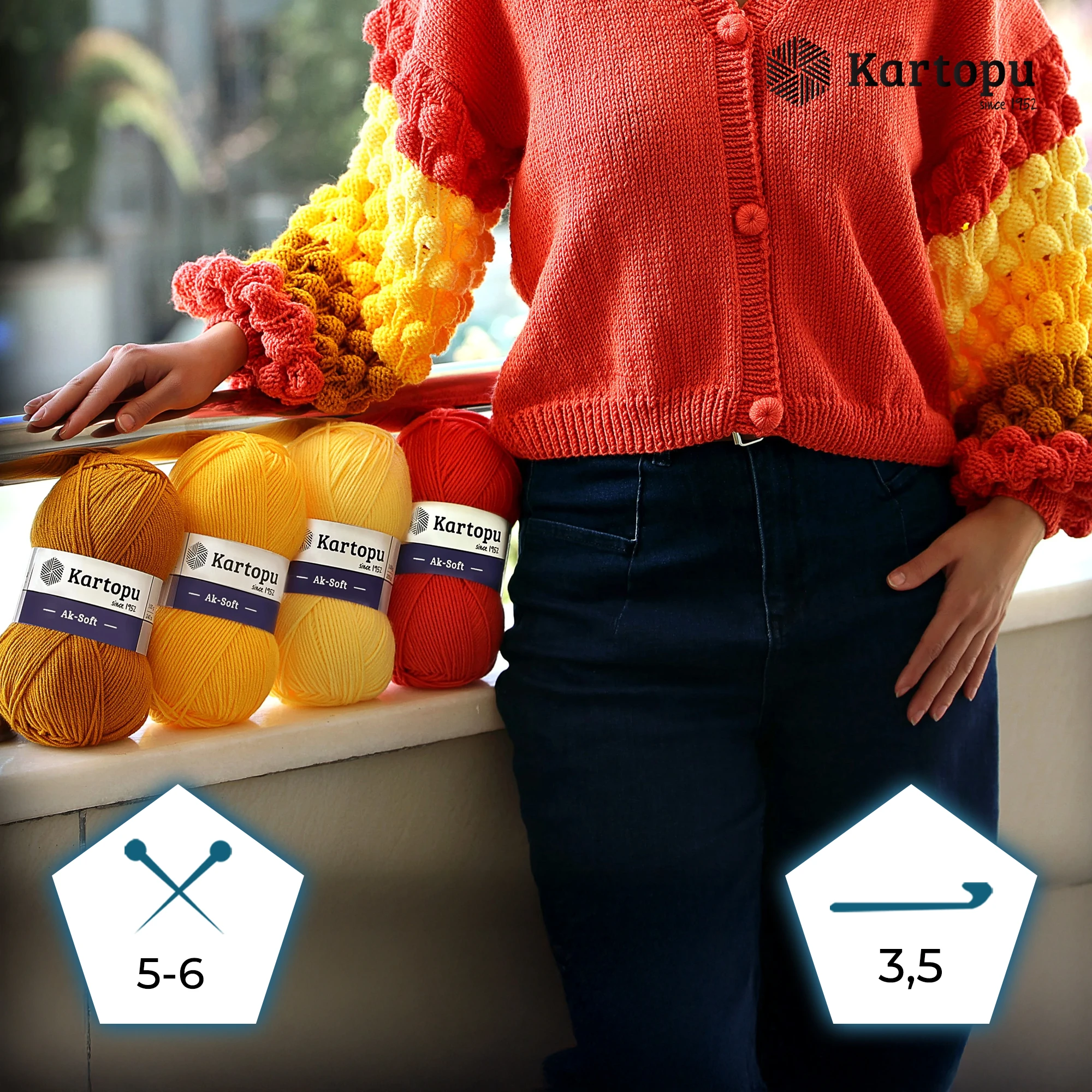 Kartopu K472 Ak-Soft Knitting Yarn â€“ 100g, 250m | Premium Acrylic Yarn for Knitting & Crochet (Green)