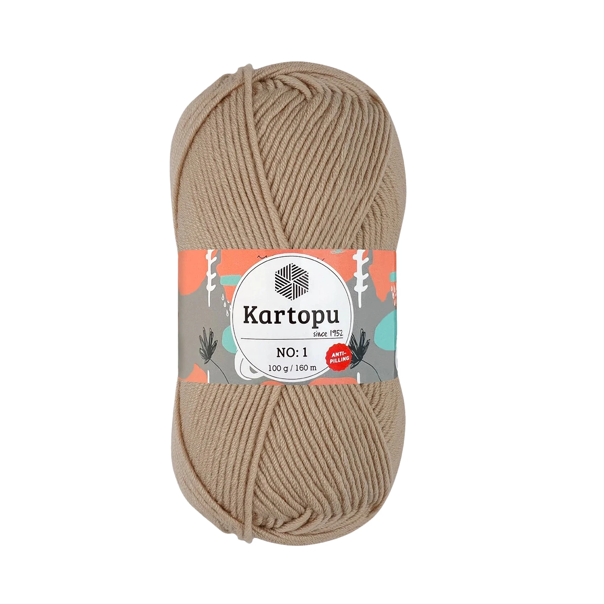 Kartopu K855 No-1 Yarn â€“ 100 g, 160 Meter Length, Light Brown
