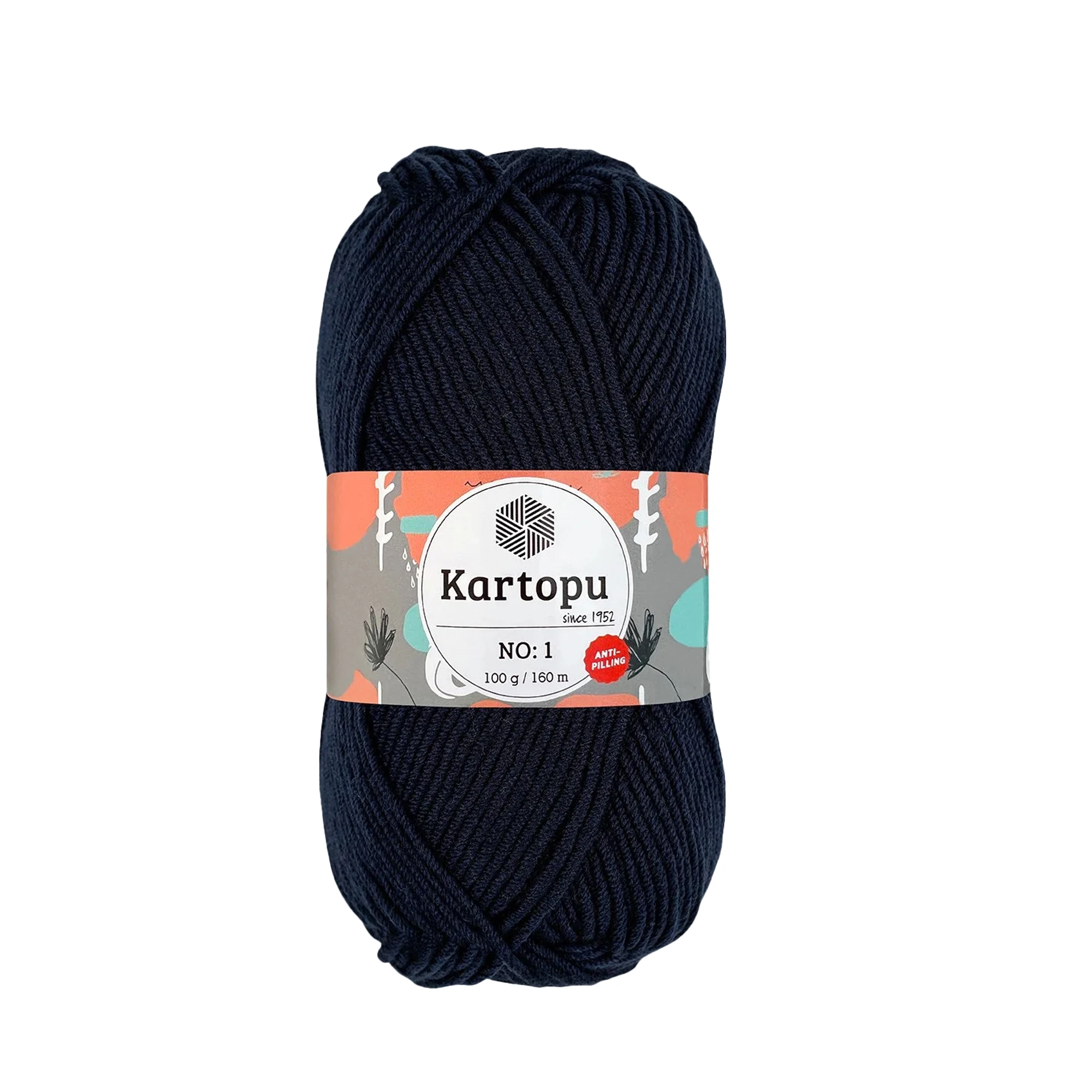 Kartopu K633 No-1 Yarn â€“ 100g Soft Anti-Pilling Acrylic Yarn, 160m â€“ Black